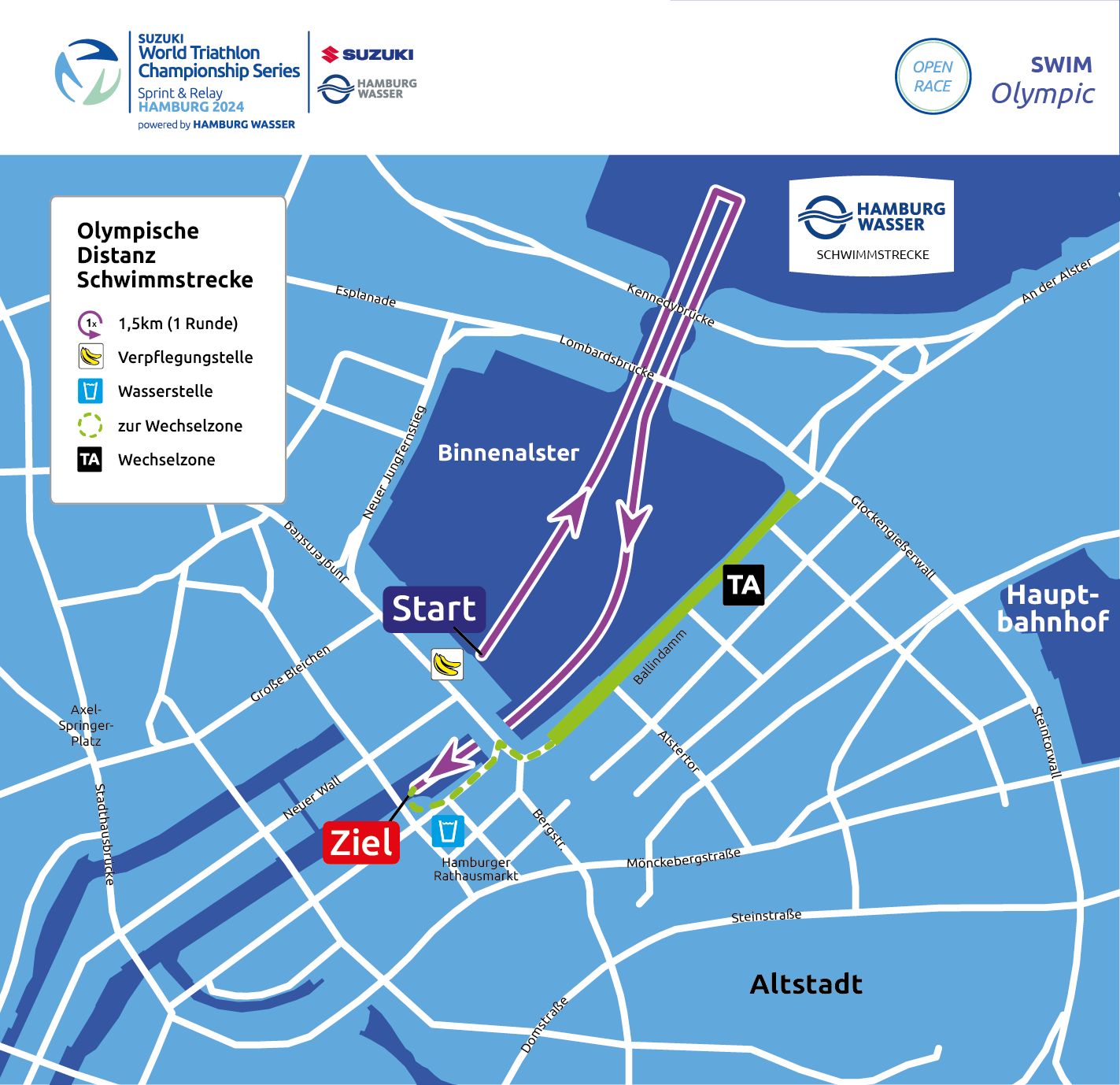 Strecken 2024 World Triathlon Championship Series Hamburg